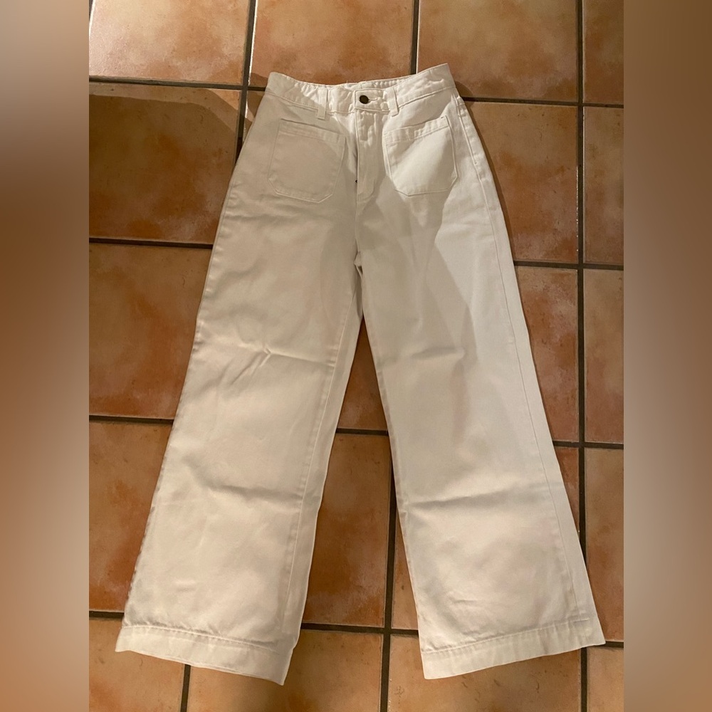 Rollas High rise wide leg jeans.
